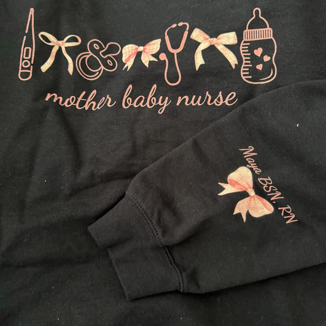 Personalized Mother Baby Nurse Sweatshirt, Custom Postpartum Crewneck Sweatshirt