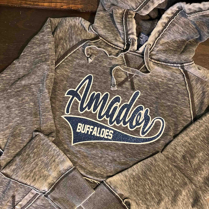 Distressed Hoodie With Glitter Or Regular Team Names