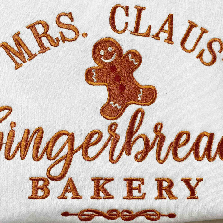 Mrs. Claus Gingerbread Embroidered Sweatshirt