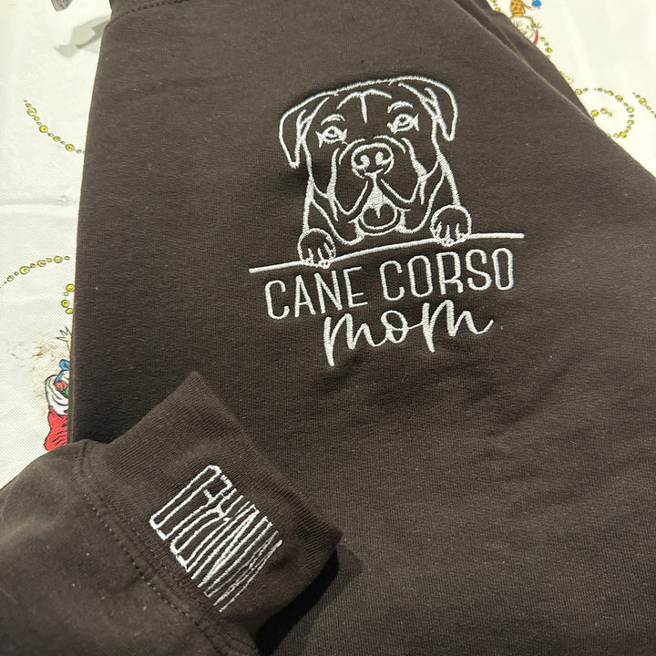 Embroidered Pet Portrait Sweatshirt Hoodie With Pet Name Christmas Gift For Dog Mom Pet Lovers