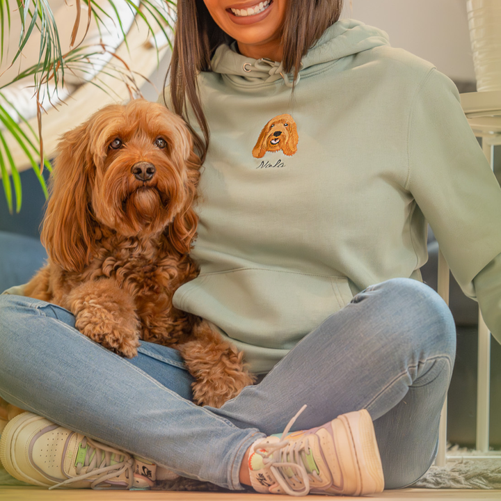 Embroidered Pet Portrait Organic Hoodie Sweatshirt