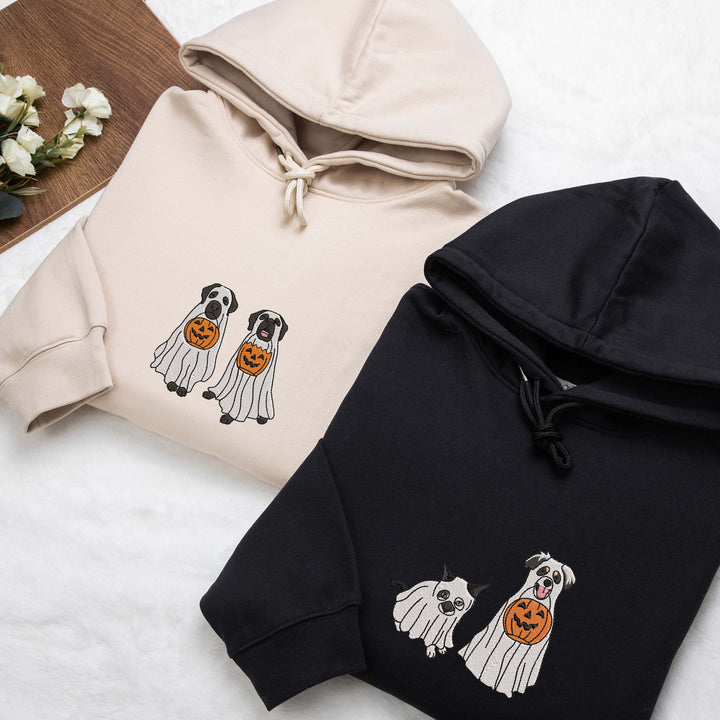 Custom Dog Embroidered Sweatshirt Halloween Ghost Hoodie