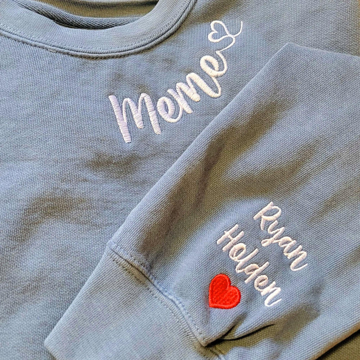 Custom Mama Sweatshirt with Embroidered Grandkids Name