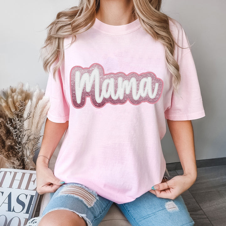 Custom MAMA Double stacked satin stitch T-shirt