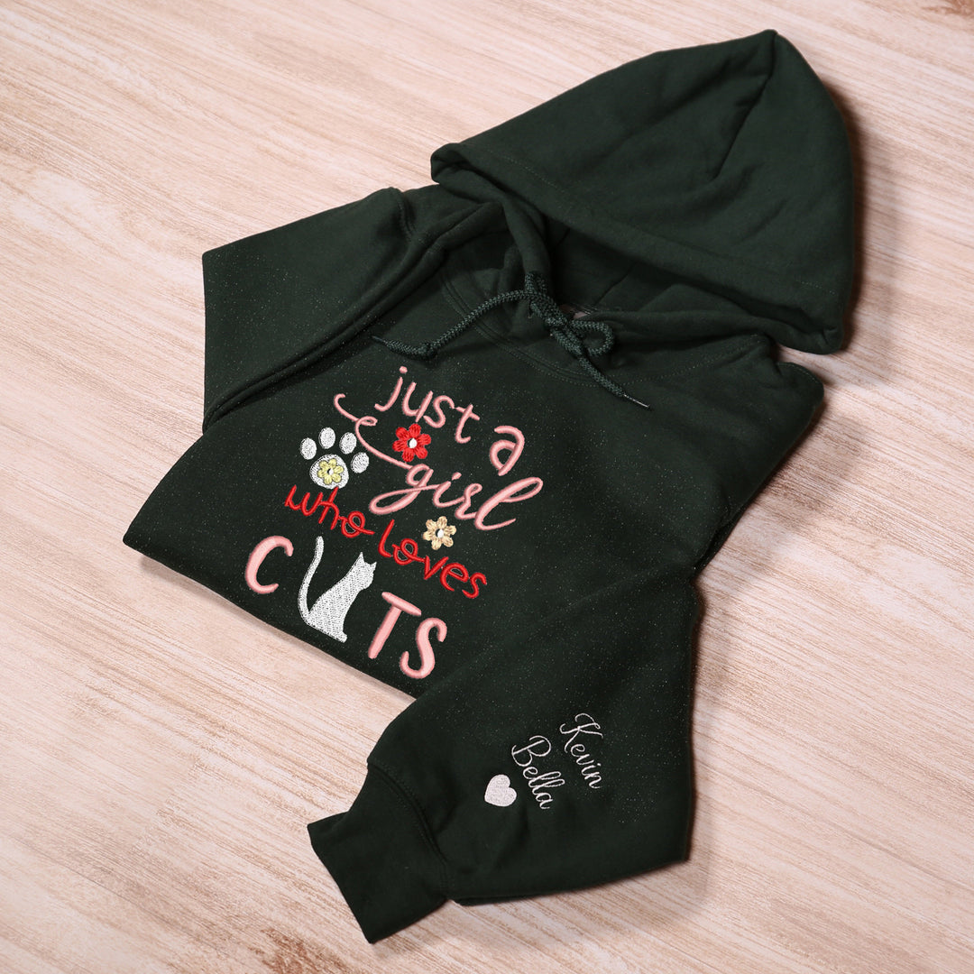 Customization just a girl who loves cats hoodie