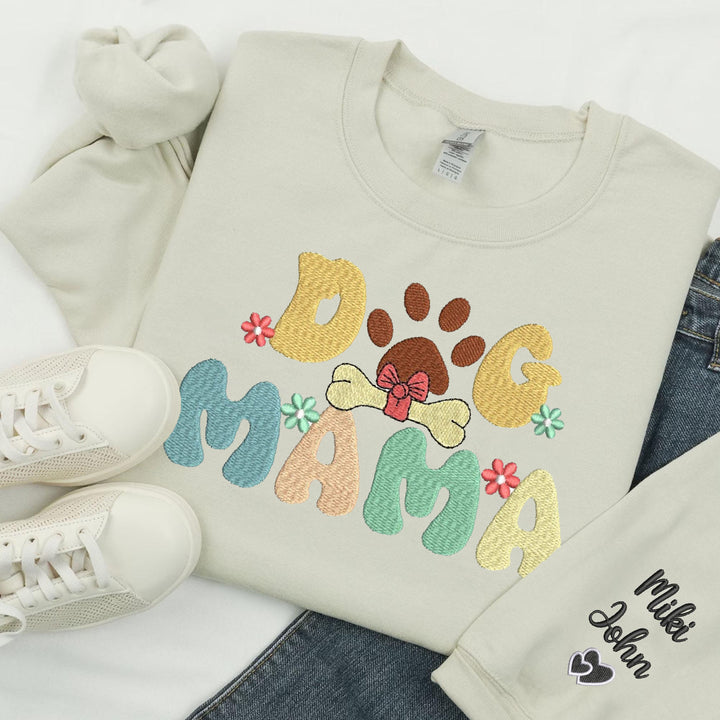 Custom colored embroidered dog Mama hoodie