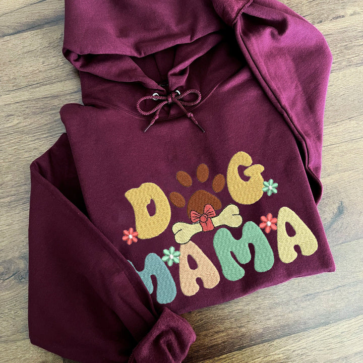 Custom colored embroidered dog Mama hoodie