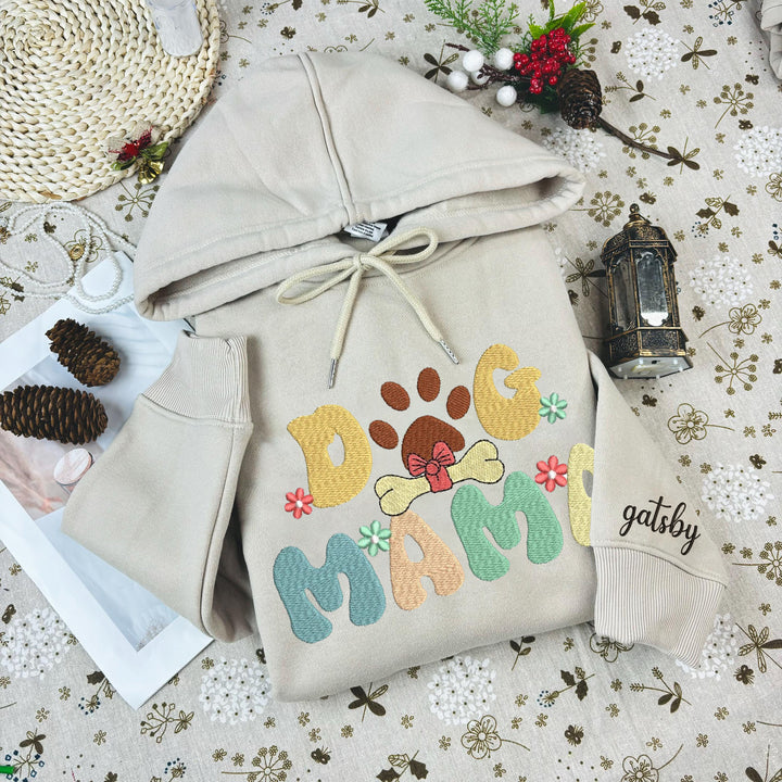 Custom colored embroidered dog Mama hoodie