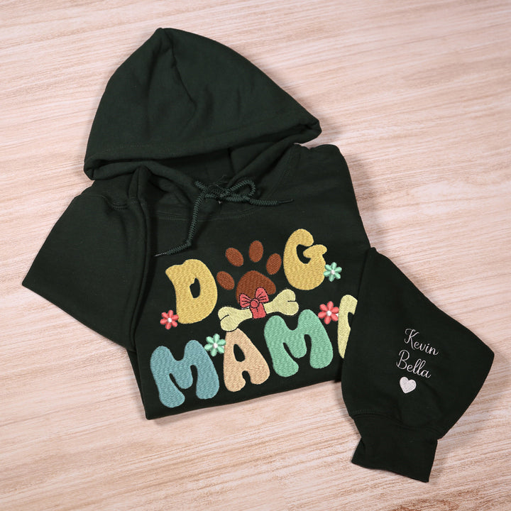 Custom colored embroidered dog Mama hoodie