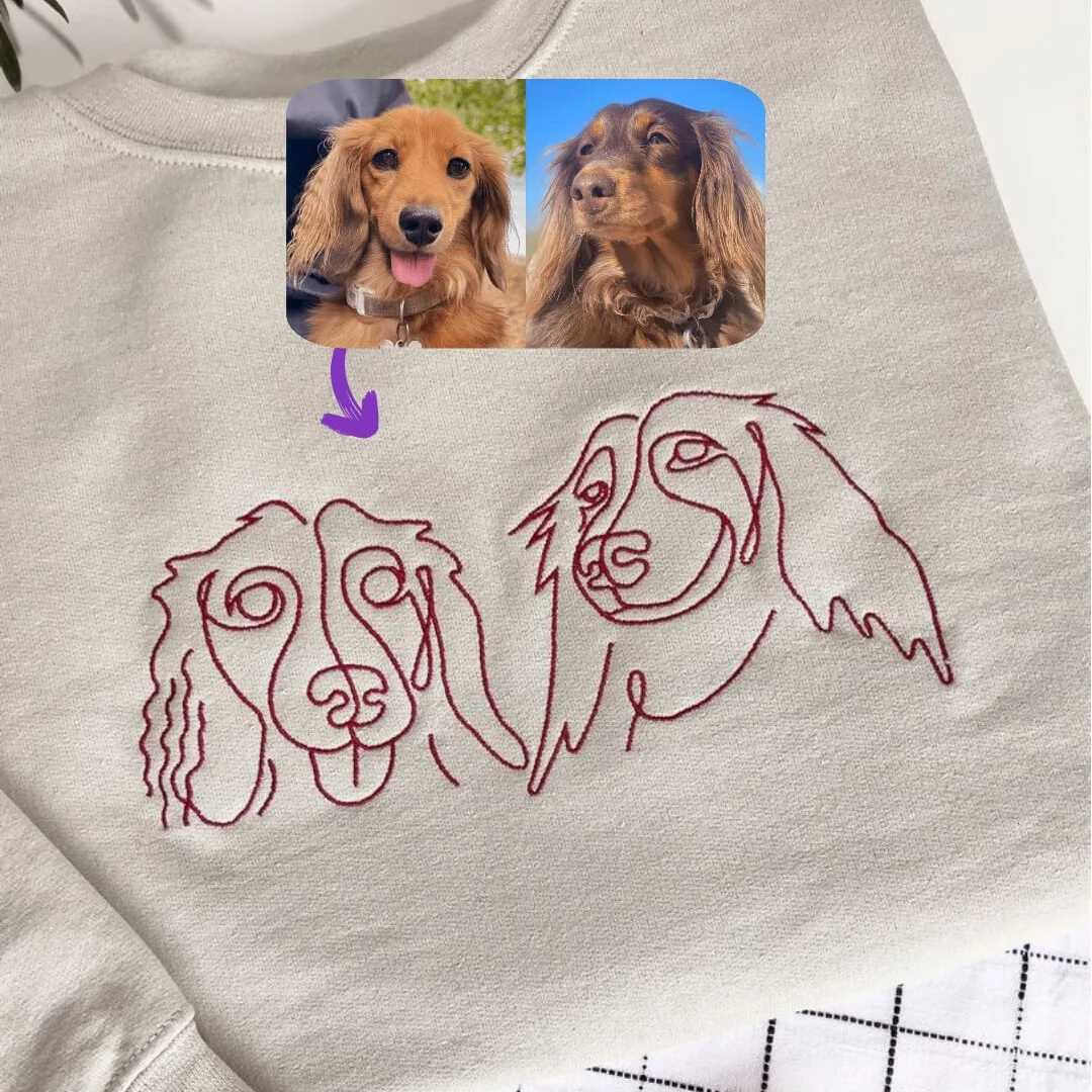 Custom pet embroidered sweatshirt, embroidered sweatshirt pet face and name