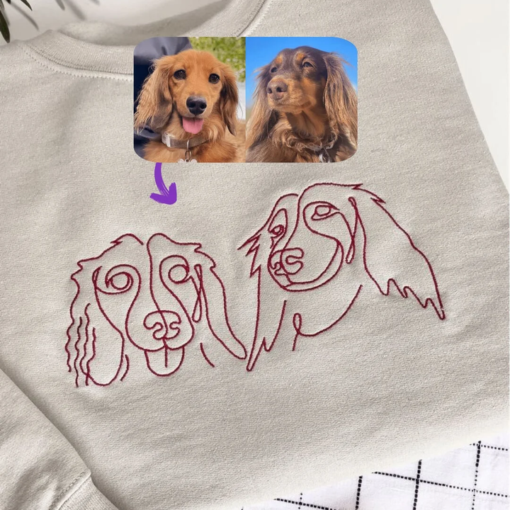 Custom pet embroidered sweatshirt, embroidered sweatshirt pet face and name