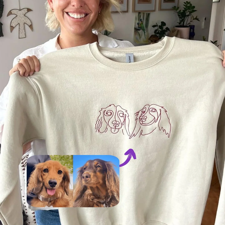 Custom pet embroidered sweatshirt, embroidered sweatshirt pet face and name