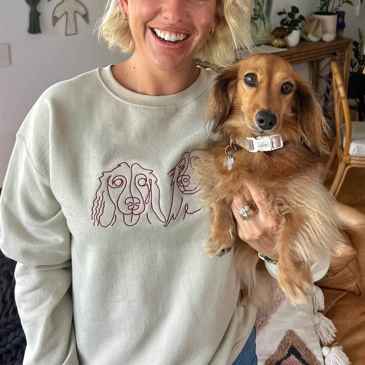 Custom pet embroidered sweatshirt, embroidered sweatshirt pet face and name