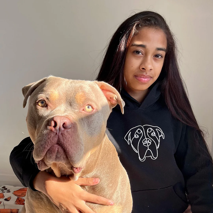 Custom pet embroidered sweatshirt, embroidered sweatshirt pet face and name
