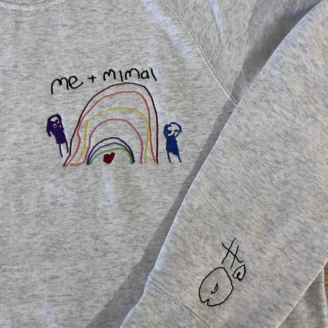 Custom Kids Art Embroidered Tshirt or Personalised Hoodie