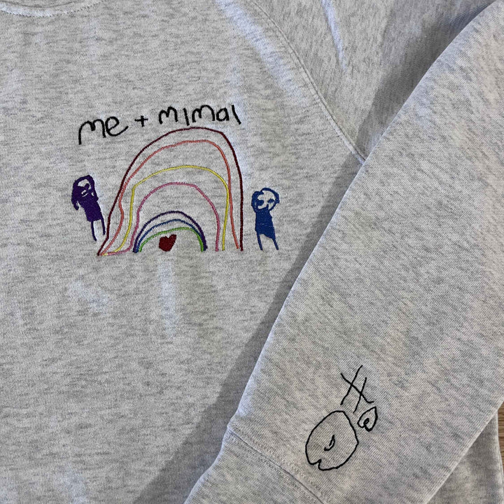 Custom Kids Art Embroidered Tshirt or Personalised Hoodie