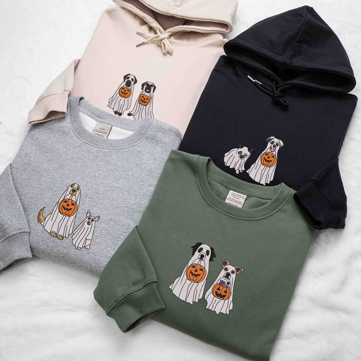 Custom Dog Embroidered Sweatshirt Halloween Ghost Hoodie