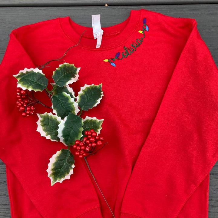 Besticktes Weihnachts-Sweatshirt für Erwachsene / Monogramm-Weihnachtsshirt