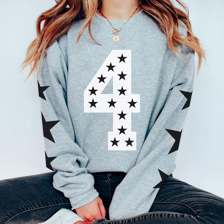 Custom Game Day Sweatshirt with Player's Number and Star Design on Sleeve