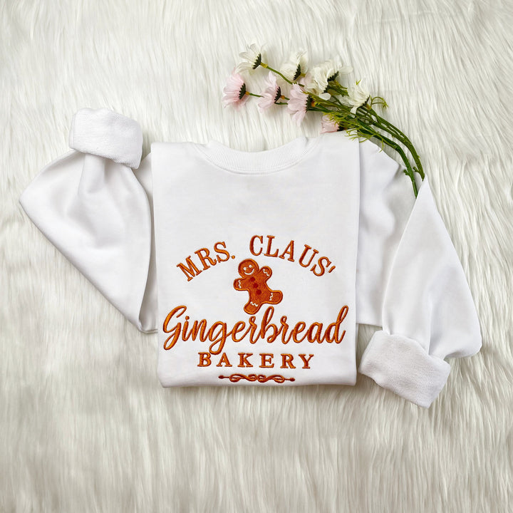 Mrs. Claus Gingerbread Embroidered Sweatshirt