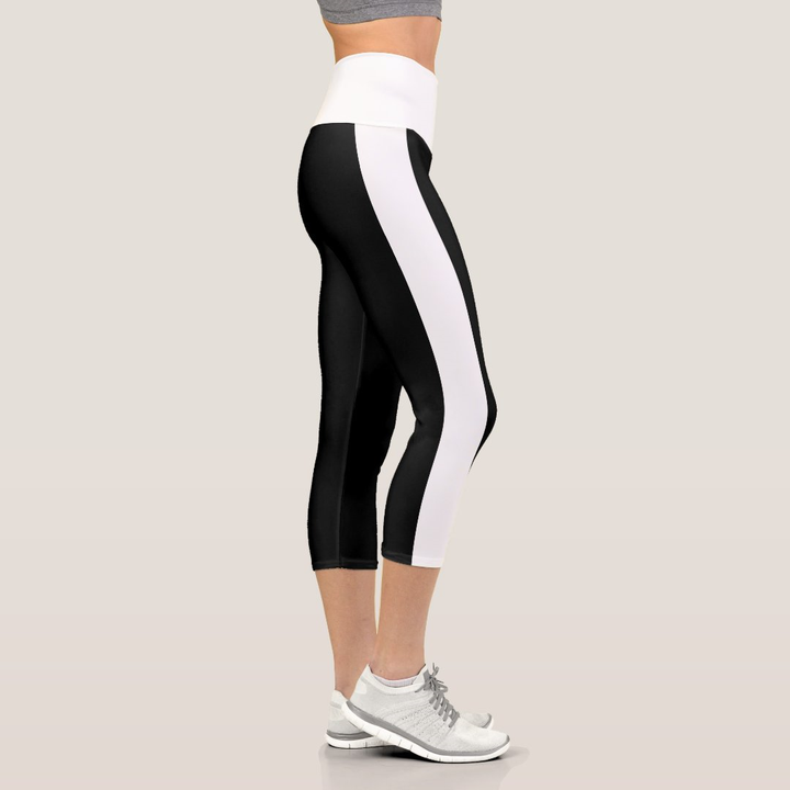 Personalized Splice Color Striped Capri Leggings