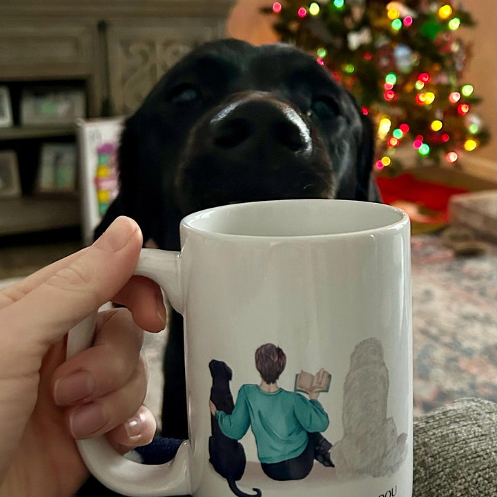 Custom Pet Owner Mug – Personalized with Name, Hair, Sweater Color, and Pets