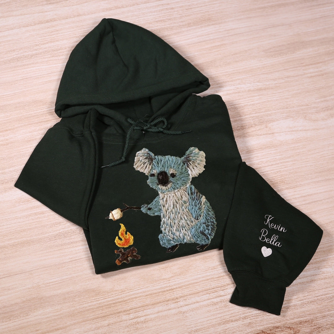 Custom koala embroidery hoodie