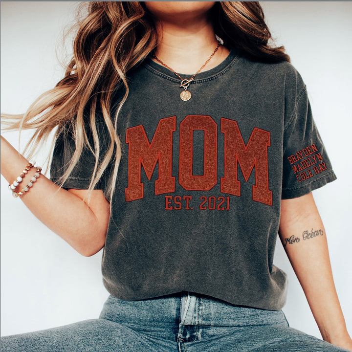 Custom Embroidered Glitter Vinyl Mama T-Shirt