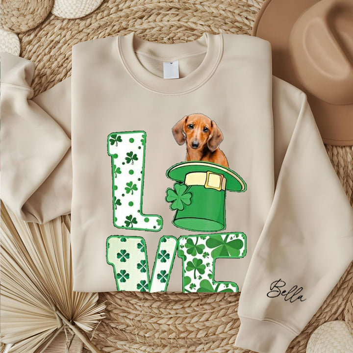 Custom St. Patrick's Happy Doghead Printed Sweatshirt