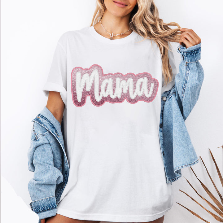 Custom MAMA Double stacked satin stitch T-shirt