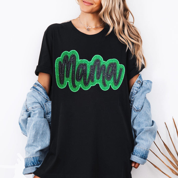 Custom MAMA Double stacked satin stitch T-shirt