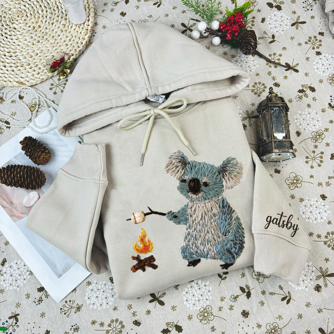 Custom koala embroidery hoodie