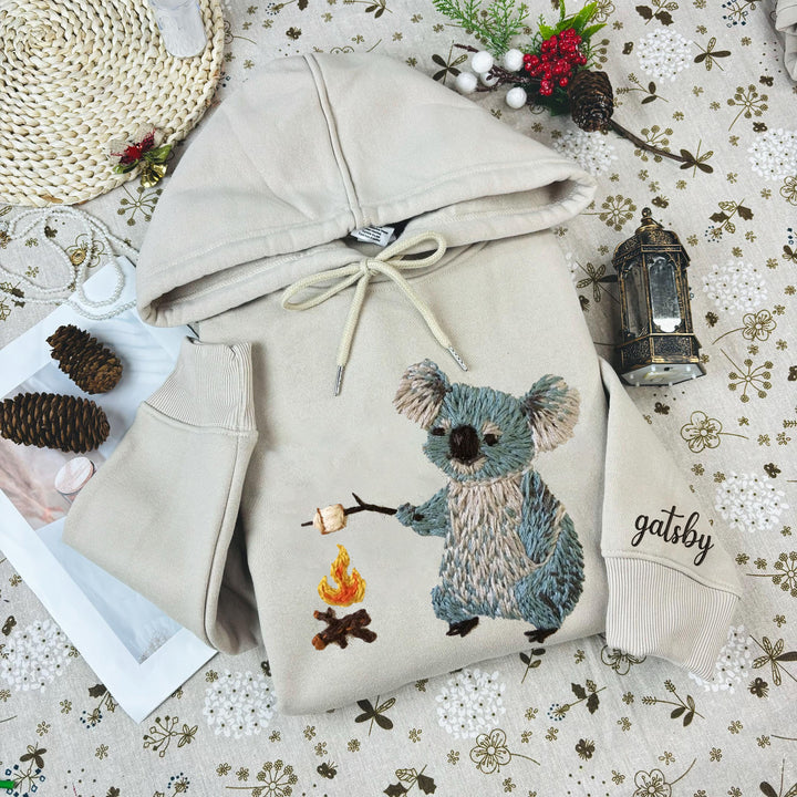 Custom koala embroidery hoodie
