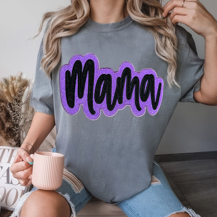 Custom MAMA Double stacked satin stitch T-shirt