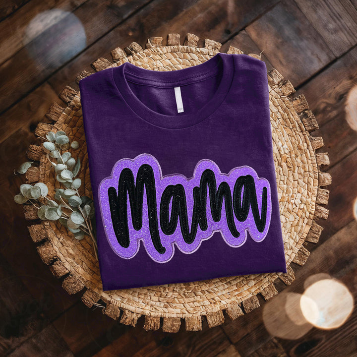 Custom MAMA Double stacked satin stitch T-shirt