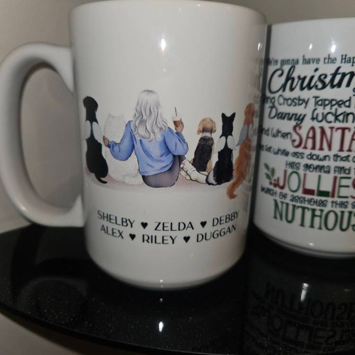 Custom Pet Owner Mug – Personalized with Name, Hair, Sweater Color, and Pets