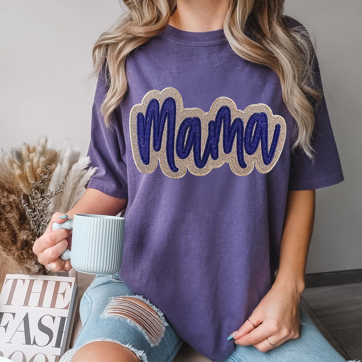 Custom MAMA Double stacked satin stitch T-shirt