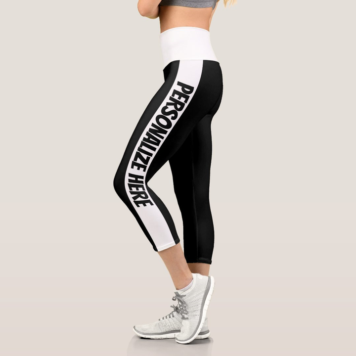 Personalized Splice Color Striped Capri Leggings