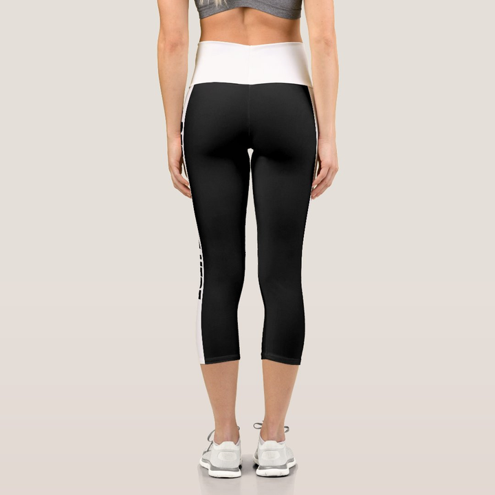 Personalized Splice Color Striped Capri Leggings