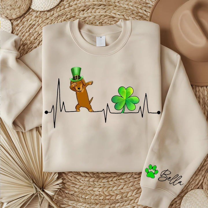 Custom St. Patrick's Pet Heart Signal Clover Sweatshirt