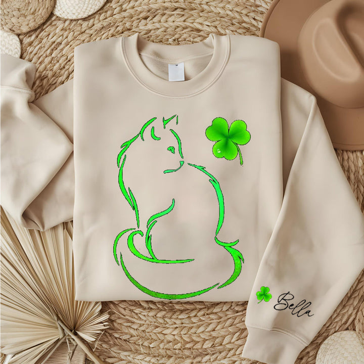 Custom St. Patrick's Cat Clover Sweatshirt