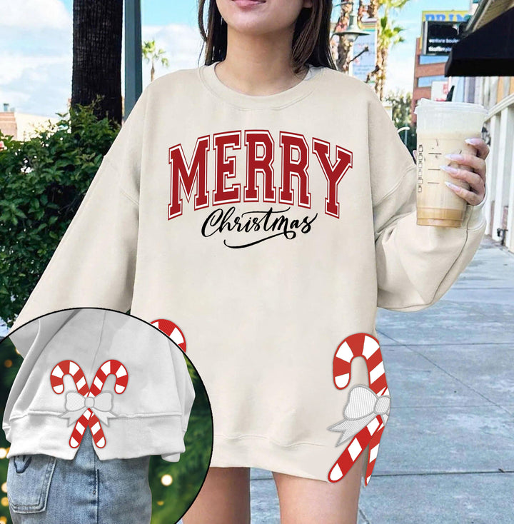 Custom Embroidered Christmas Candy Stick Personalised Hoodie