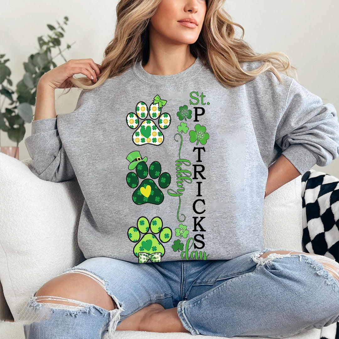 Custom St. Patrick's paw print sweatshirt