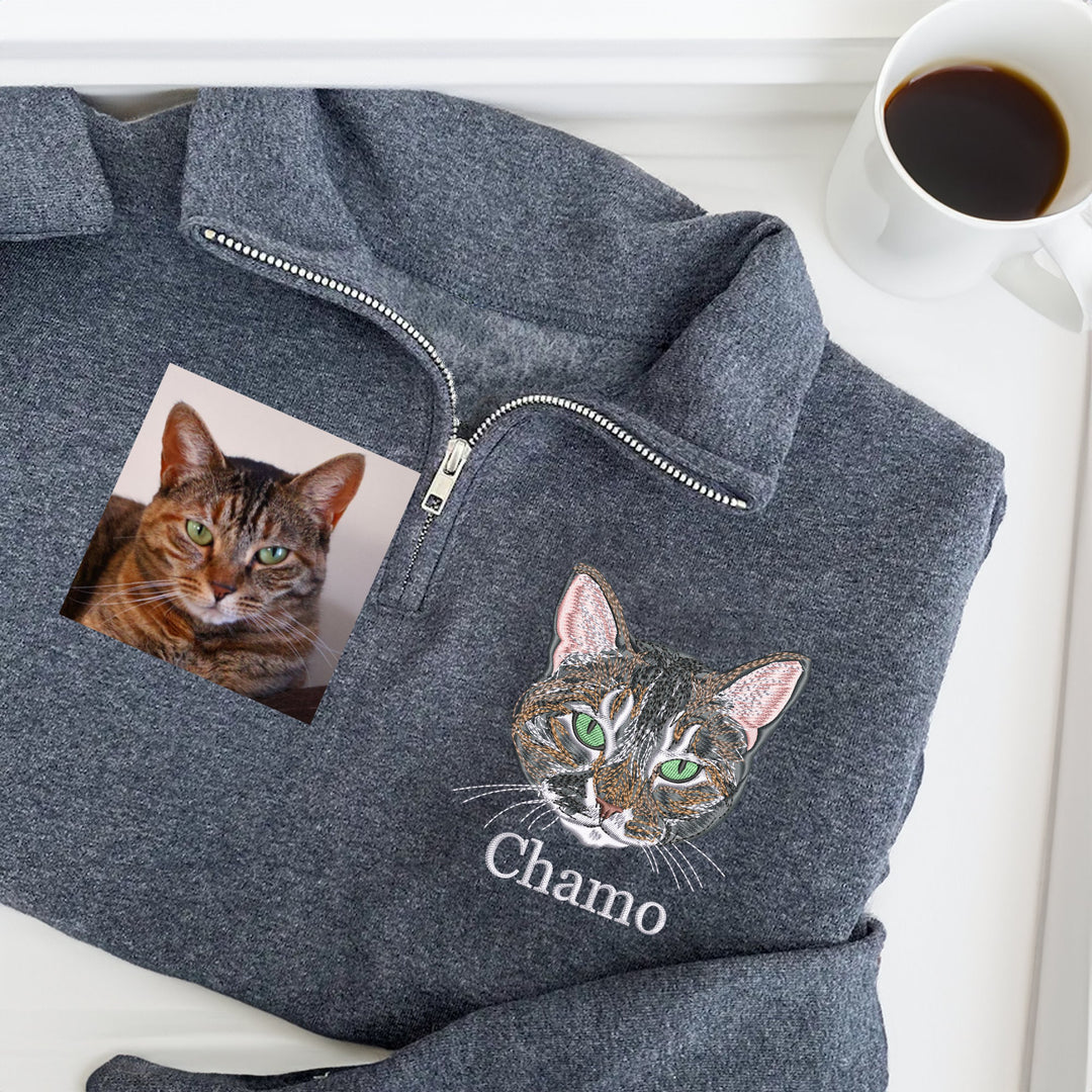 Custom EMBROIDERED Pet Quarter Zip Sweatshirt
