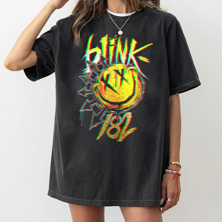 Personalized Blink‑182 Smile Face Print T-Shirt