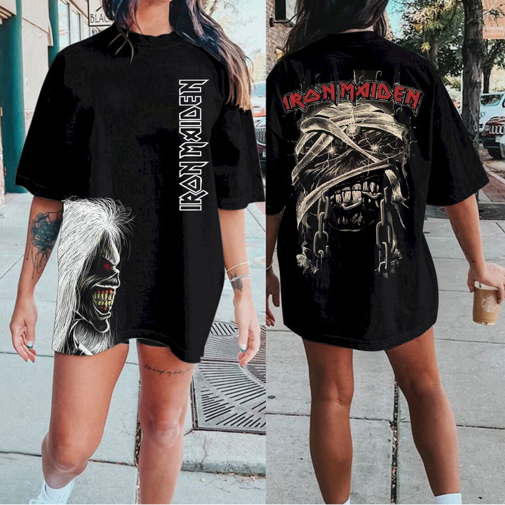 Personalized Iron Maiden Skull Print T-shirt
