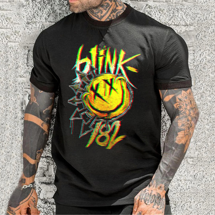 Personalized Blink‑182 Smile Face Print T-Shirt