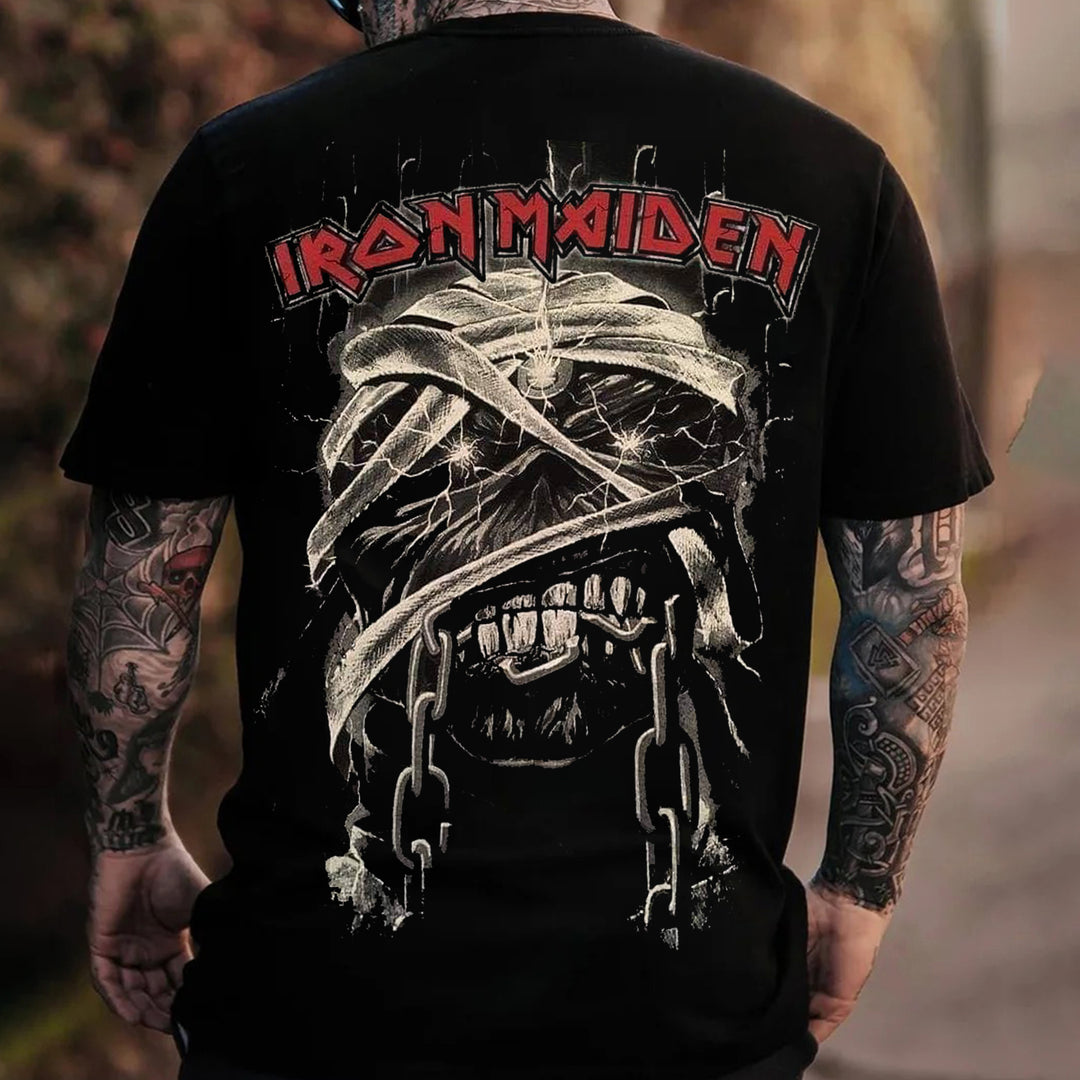Personalized Iron Maiden Skull Print T-shirt