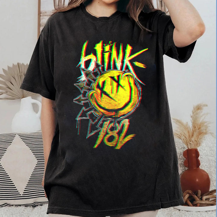 Personalized Blink‑182 Smile Face Print T-Shirt