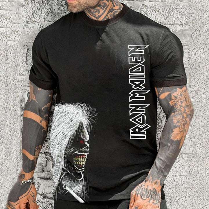 Personalized Iron Maiden Skull Print T-shirt